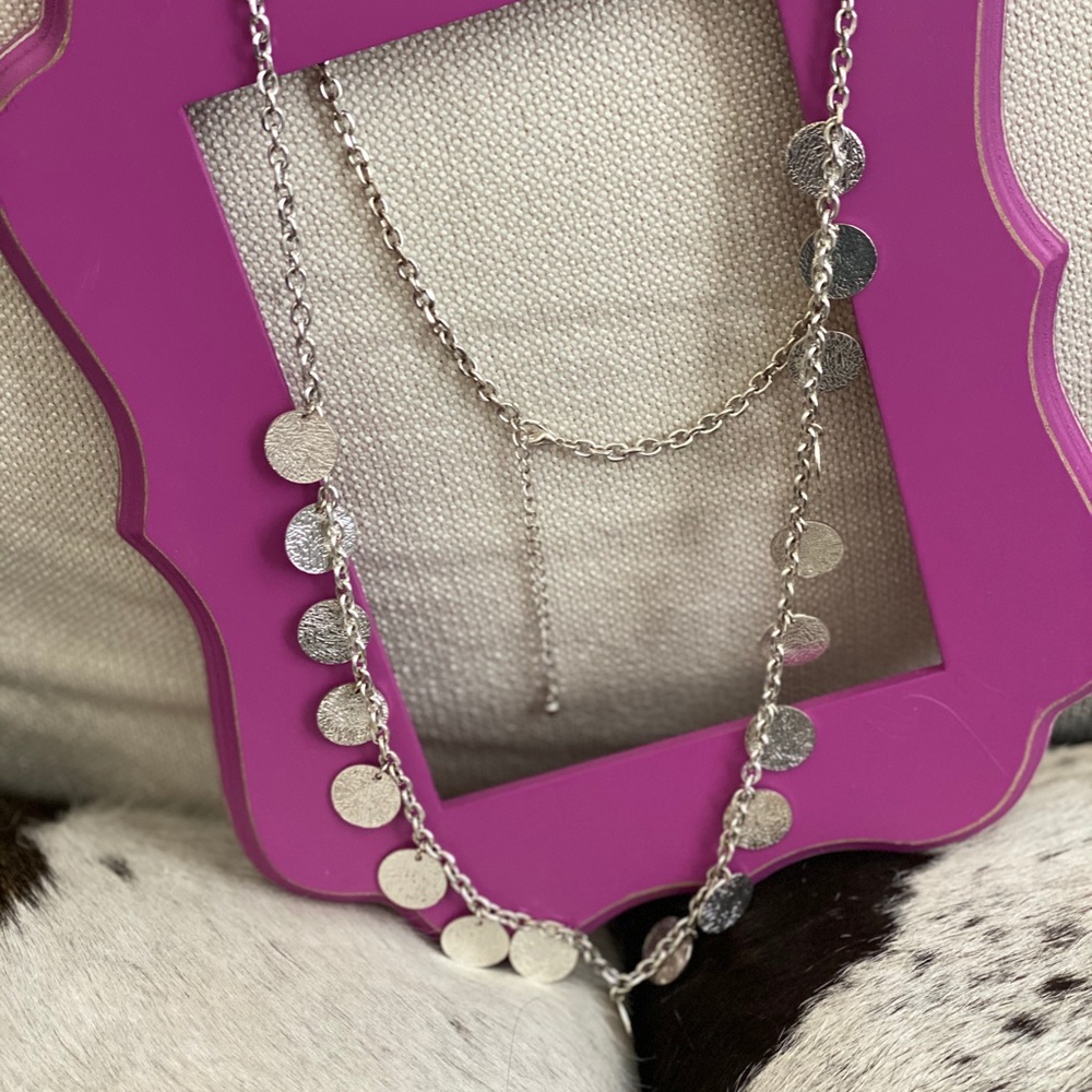 Long silver necklace